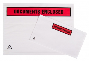 DIN-LONG Document Envelopes - Printed DOCUMENTS ENCLOSED