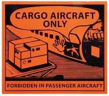 125 X 110MM CARGO AIRCRAFT ONLY HAZARD LABELS - 250 labels per roll