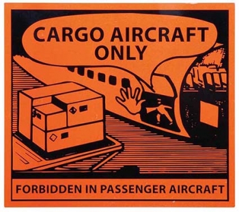 125 X 110MM CARGO AIRCRAFT ONLY HAZARD LABELS - 250 labels per roll
