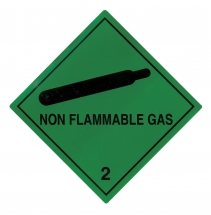 100mm X 100mm NON FLAMMABLE GAS HAZARD LABELS - 25O PER ROLL
