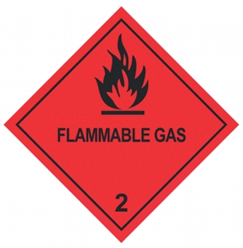 100 X 100MM FLAMMABLE GAS NO 2 LABELS - 250 labels per roll