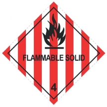 100 X 100MM FLAMMABLE SOLID HAZARD LABELS - 250 PER ROLL