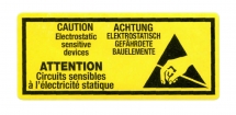 80mm X 35mm Yellow Labels Print 'Caution Electrostatic'