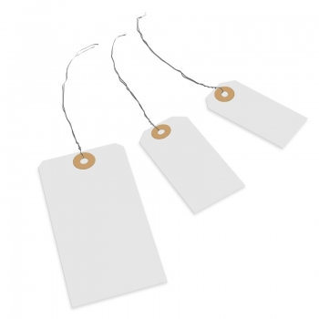 80mm x 38mm white Card Tags with 10Inch Wire